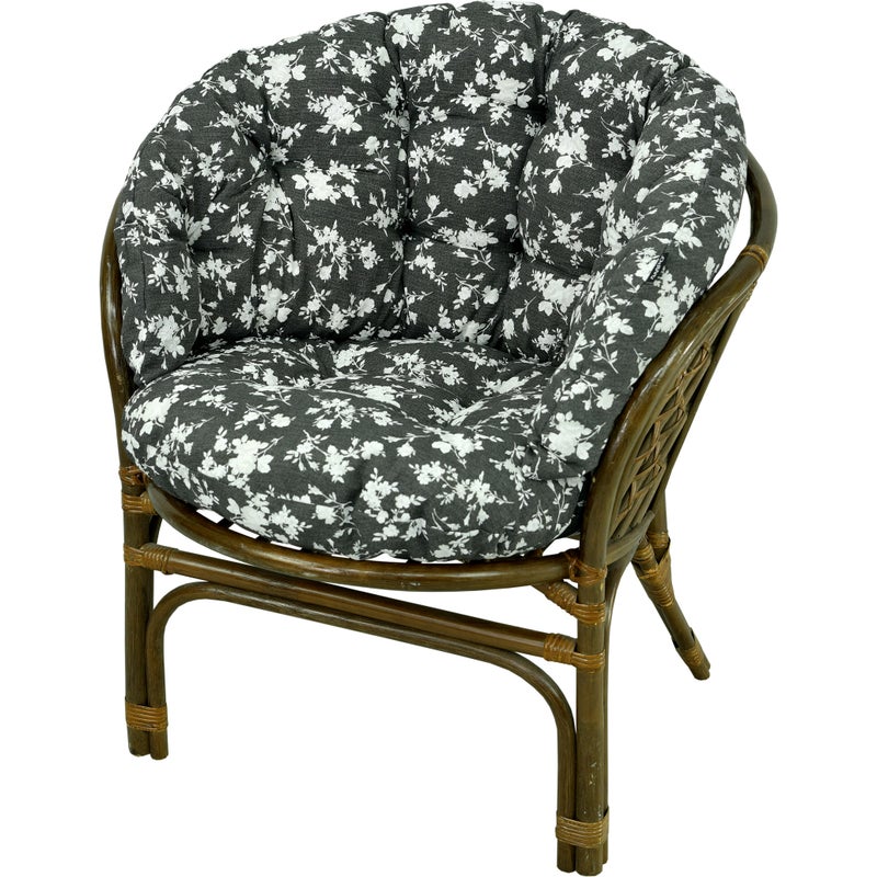 Poduszka na fotel rattanowy rattan AMPO czarny biały 1 szt.