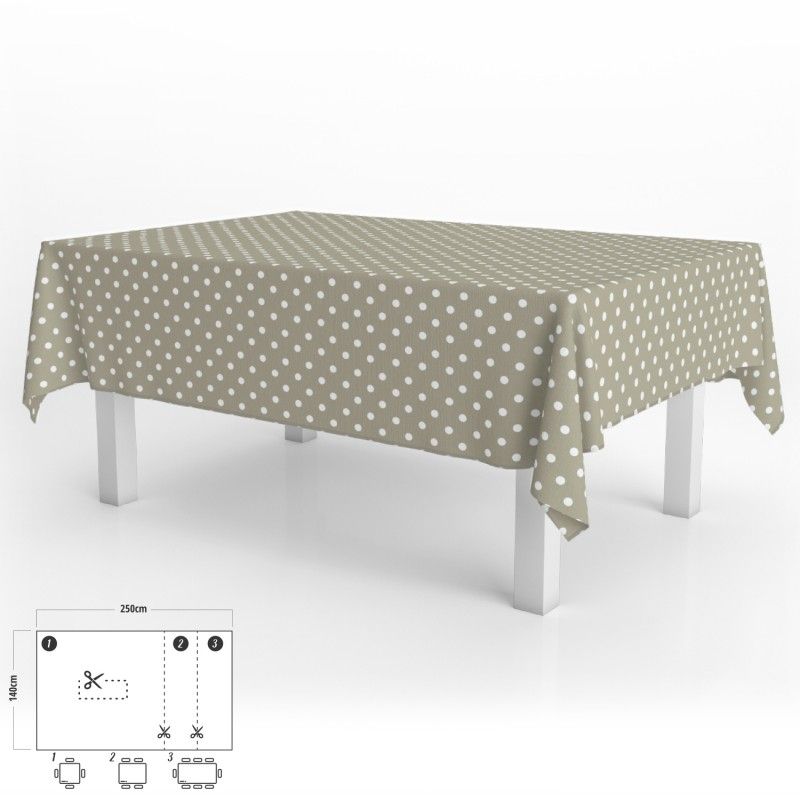 Mantel Hule Rectangular Topos Beige Impermeable Antimanchas PVC 140x250 cm. Recortable Uso Interior y Exterior - 6