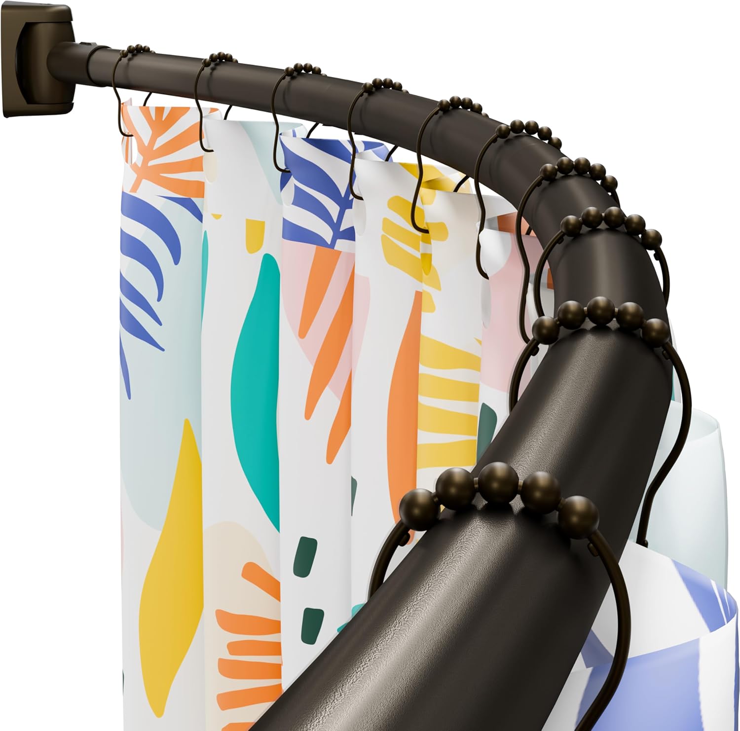 Asta per Tenda da Doccia A Forma di L Telescopico Angolo Curvo Bagno Vasca da Bagno Asta per Tende in Acciaio Inossidabile Tipo L con Ganci,Foratura/Nessuna Foratura,100~150×100~150cm