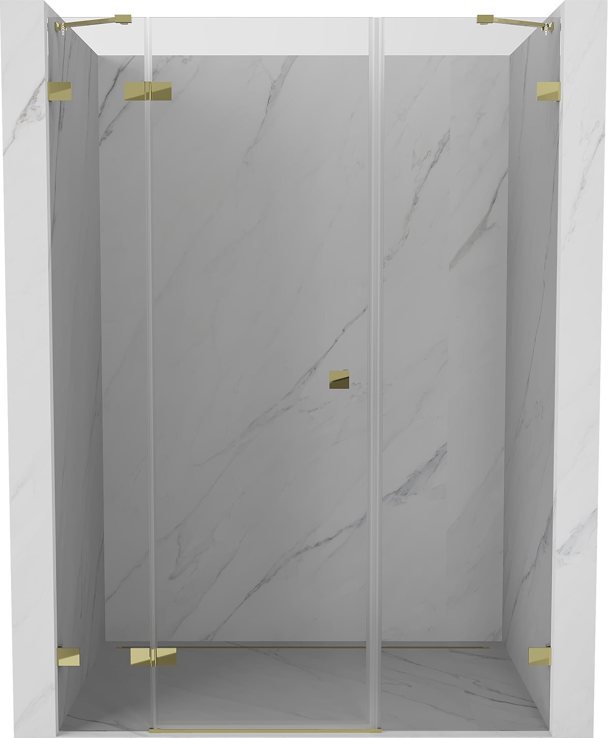 Mexen Lunar drzwi prysznicowe uchylne lewe 125 cm, transparent, złote - 834S-125-050-50-00-L