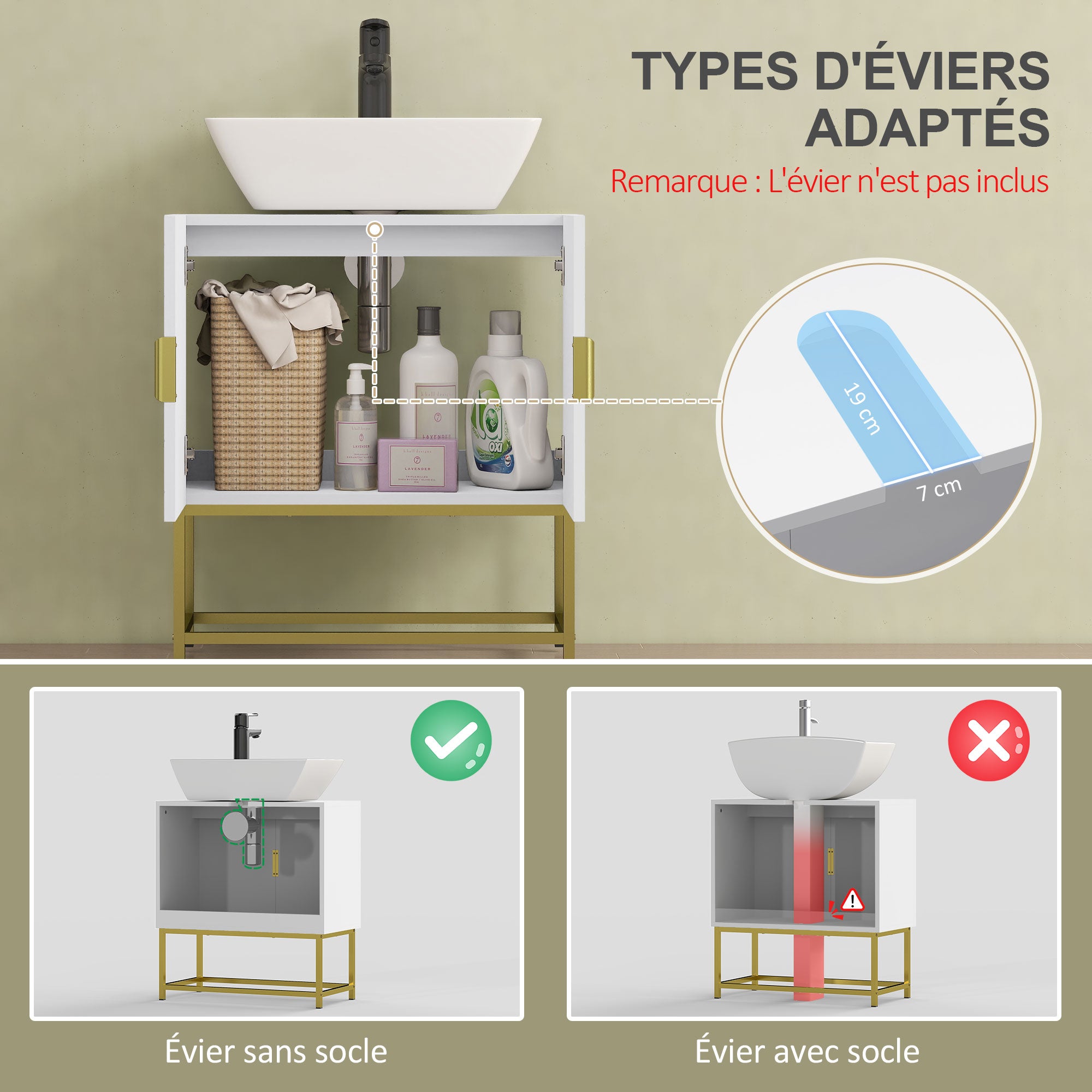 Meuble sous lavabo MDF kleankin - 4