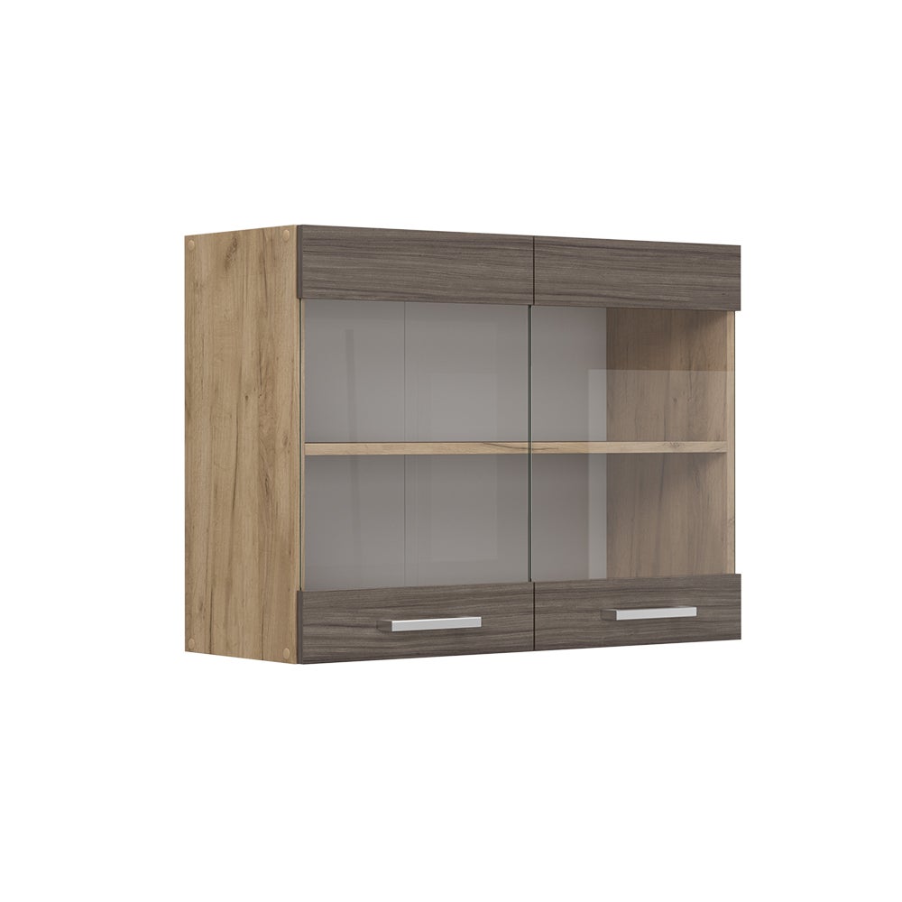 Vicco Szklana szafka kuchenna R-Line, Szlachetna szarość, 80 cm