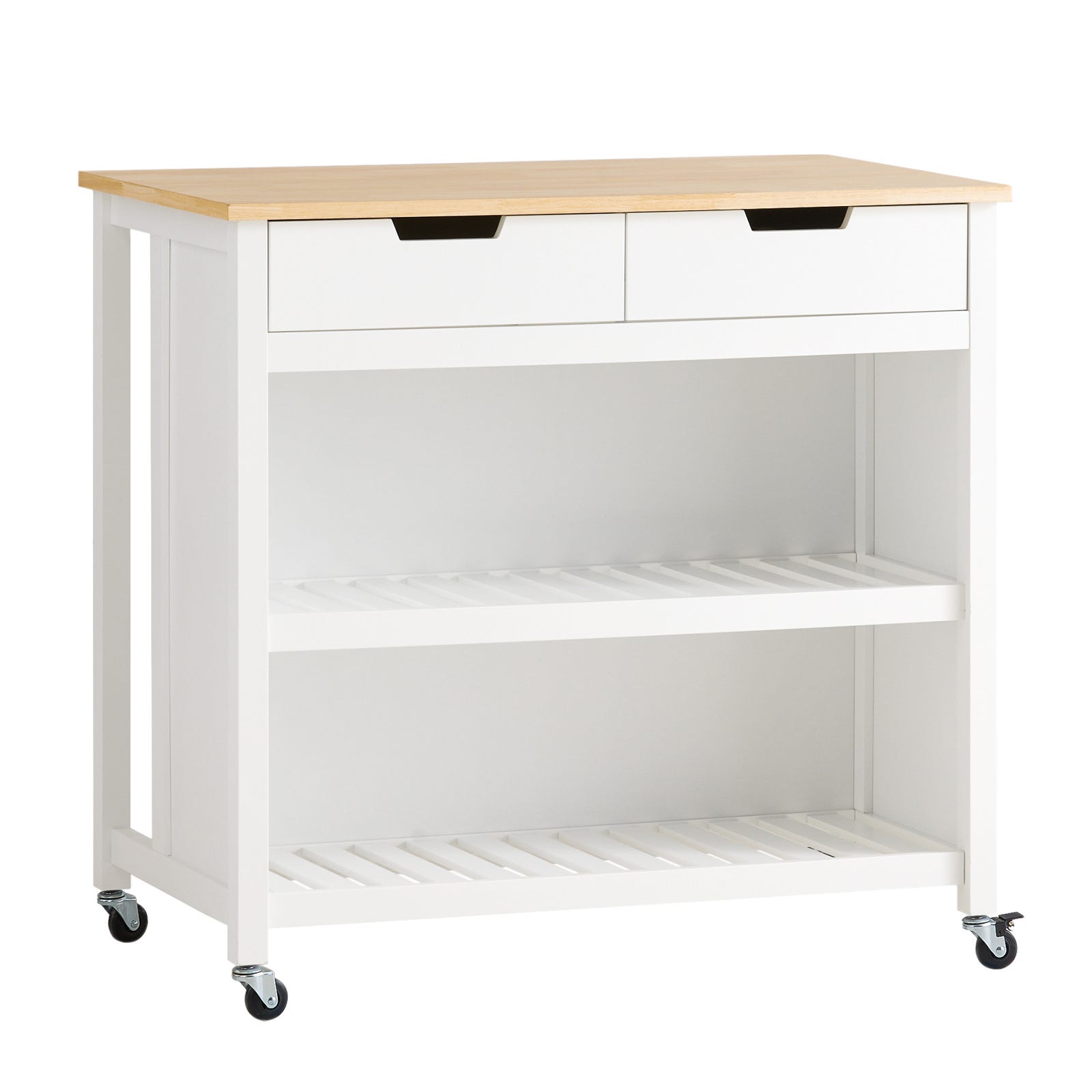 Table Sur Roulette SoBuy FKW74-WN Meuble de Cuisine Desserte de Cuisine à Roulettes Table ...