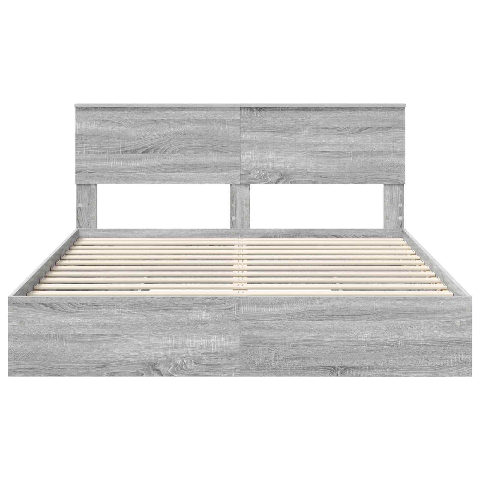 Lit avec rangement, panneau de bois, gris, pour la chambre, 160 × 200 cm - 8