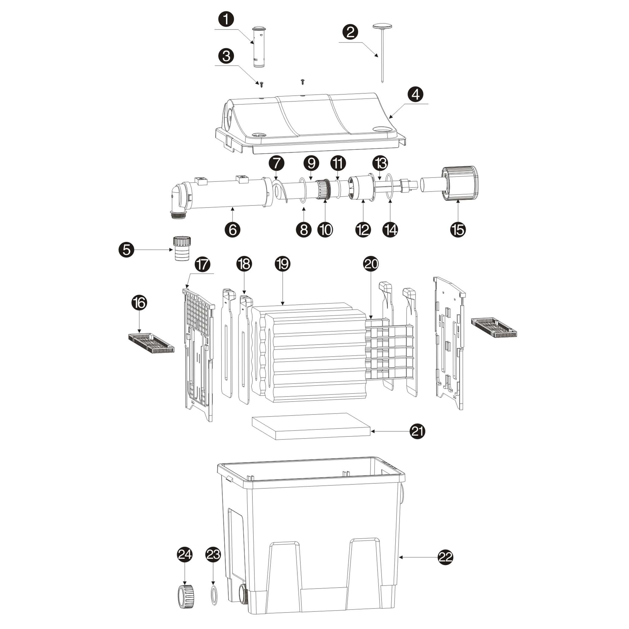 Kit complet de filtration pour bassin biologique CBF-200T avec clarificateur UVC 9 W, pompe de bassin 2 300 l/h 35 W, thermomètre et médias… SunSun... - 9