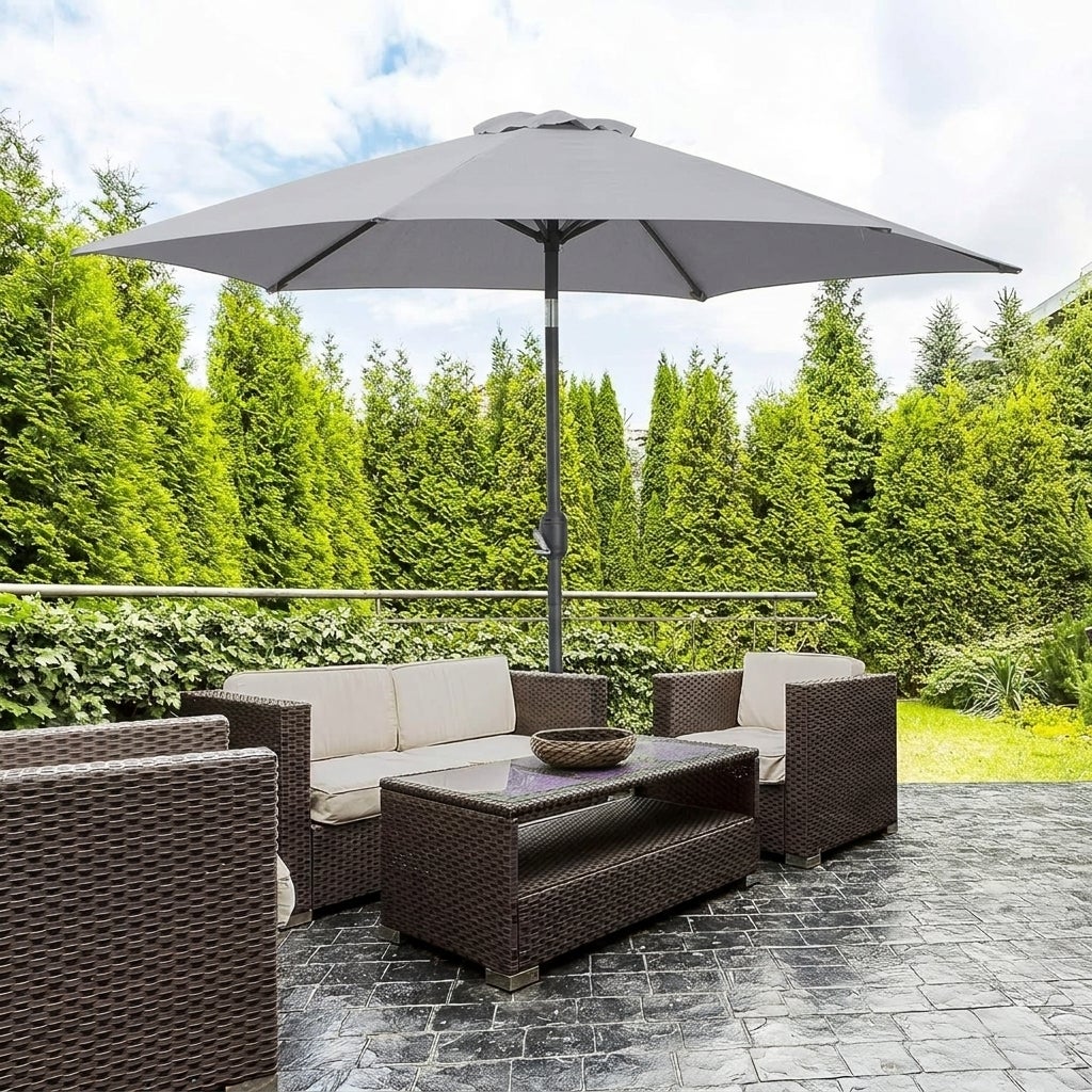 Sombrilla Parasol Reclinable para Jardín Patio Terraza Playa Piscina con Manivela Aluminio Protector UV 2.7x2.35m Gris Oscuro - 8