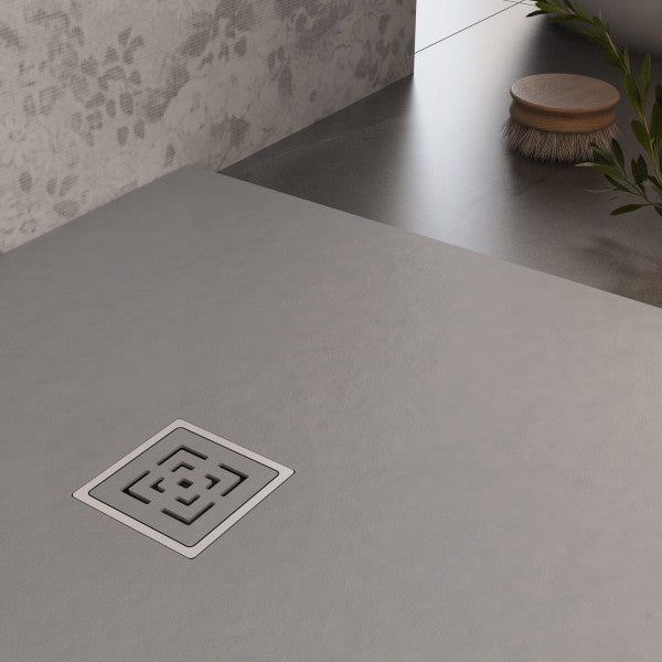 Piatto doccia mineralmarmo roma con griglia in tinta colore grigio chiaro, dimensioni 80x100 - 2
