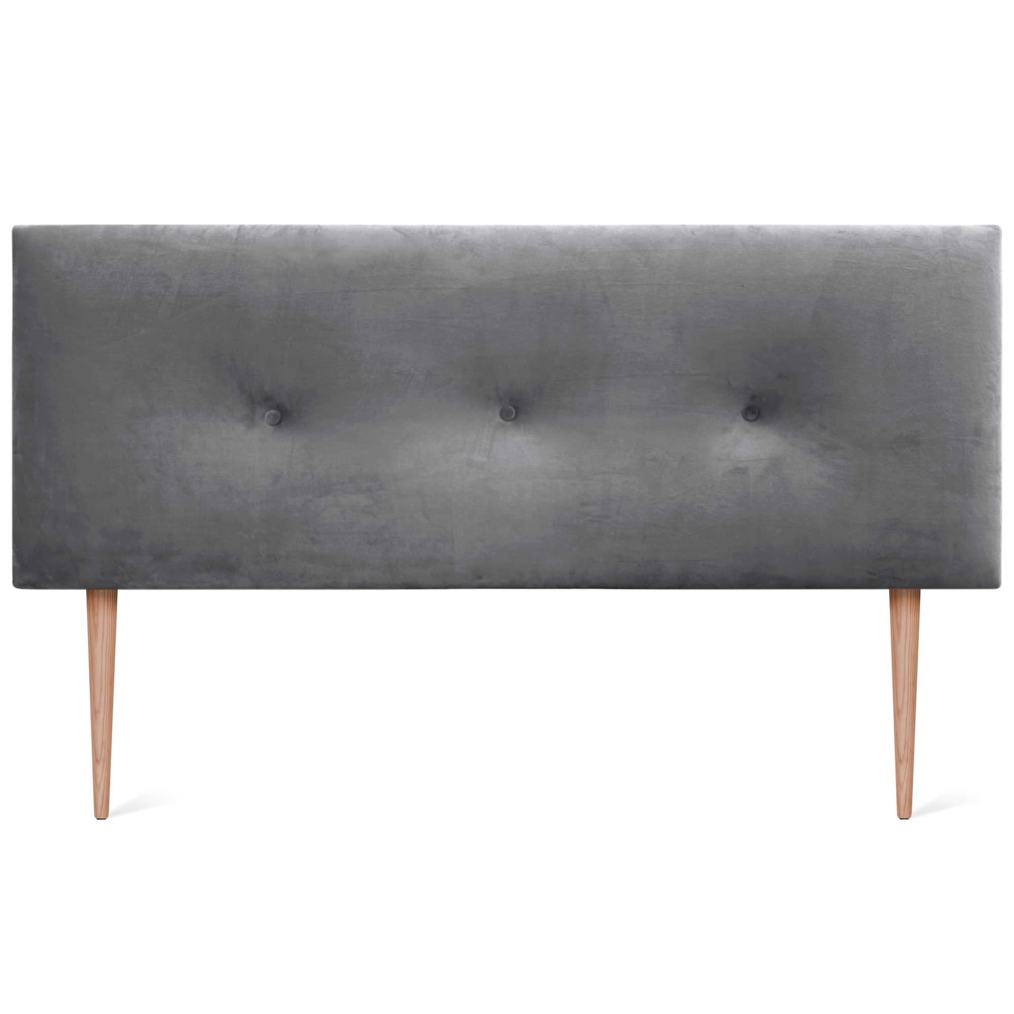 DHOME Testiera in velluto liscio con bottoni e gambe alta gamma moderna testiera imbottita per letto di lusso camera da (Gris Cendre, 145x115cm) - 3