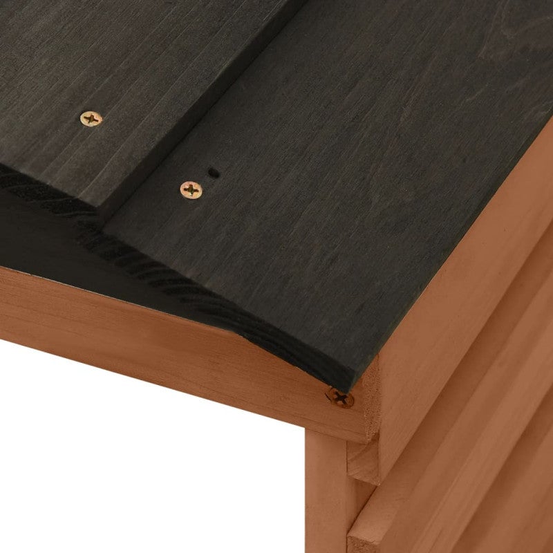 Garage de tondeuse à gazon Noir et marron 78x74x54cm Sapin - 6