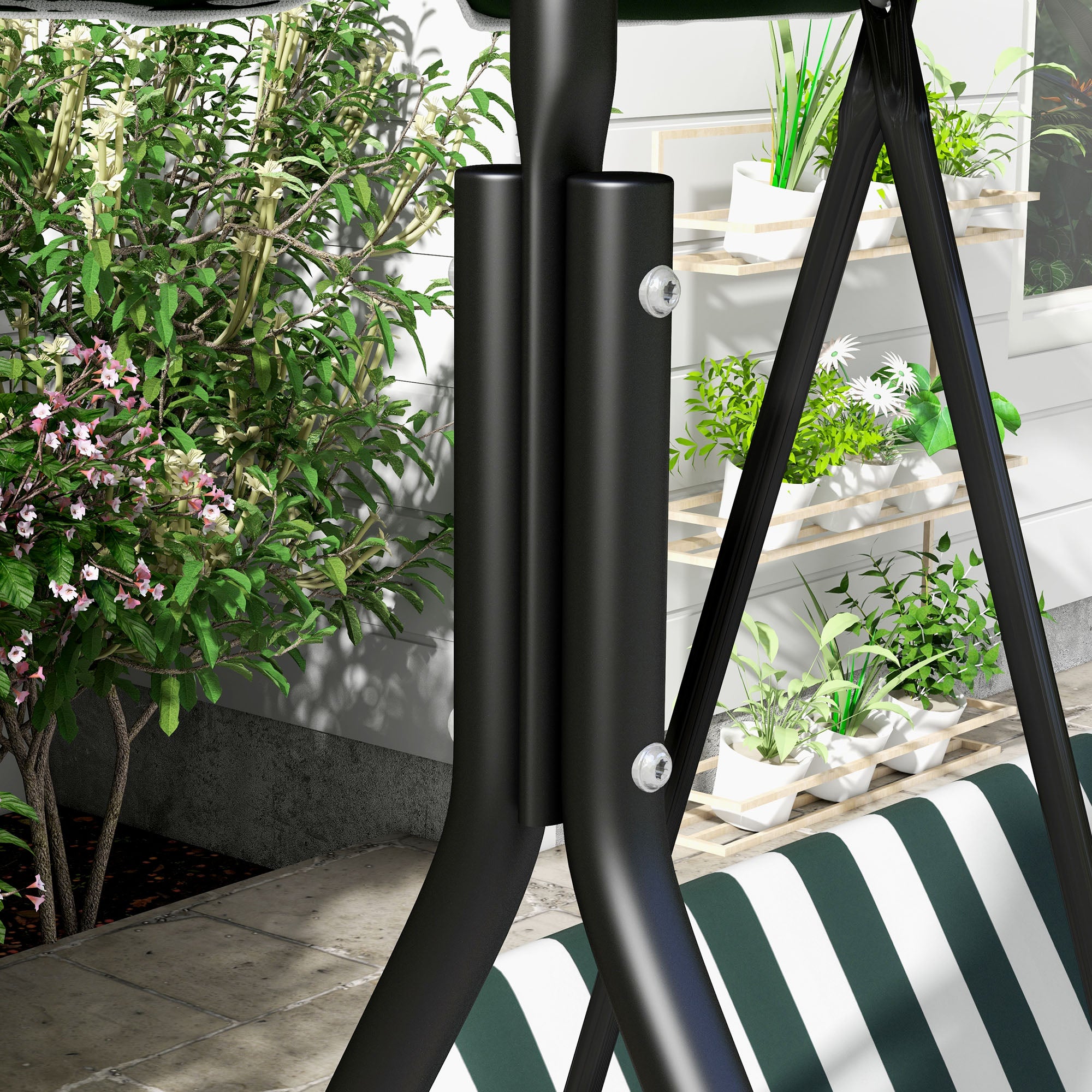 Outsunny Dondolo da Giardino a 3 Posti con Tettuccio Inclinabile e Cuscini, 172x110x153 cm, Verde - 8