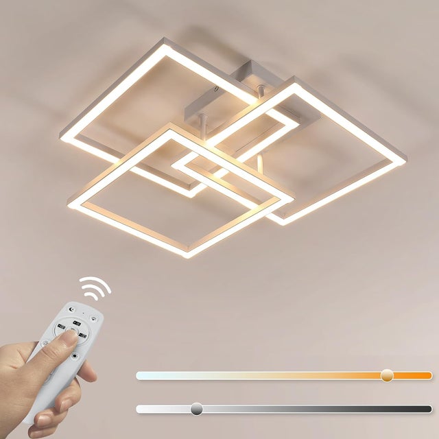 COMELY Plafoniera LED Moderna a Cornici Quadrate 62 cm 40W 4500 lm, Dimmerabile 3000-6500K con Telecomando per Soggiorno Camera Cucina