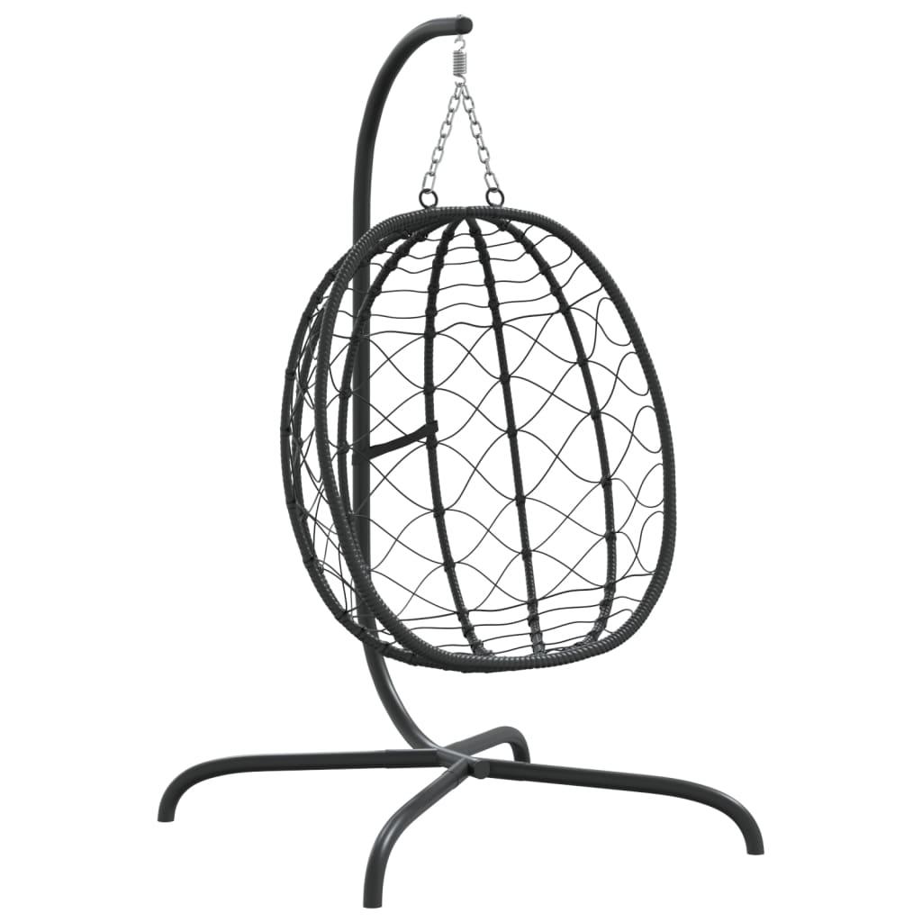 Cadeira ovo suspensa com almofada de aço e rattan sintético antracite - 7