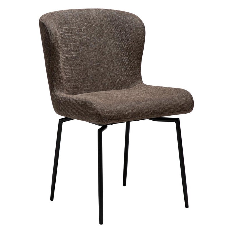 Glam Dan-Form krzesło stołowe nogi obrotowe bouclé brązowy.