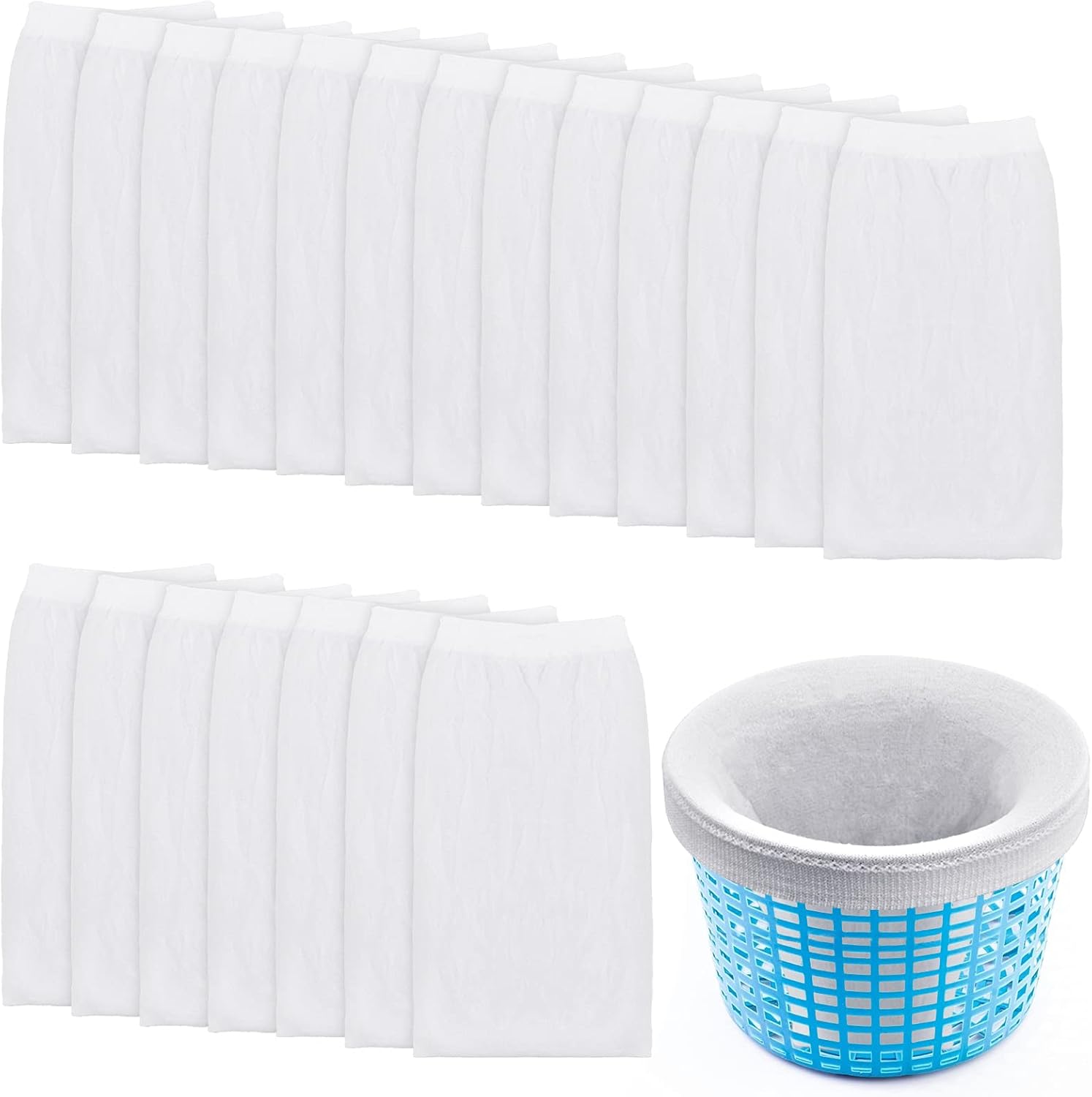 Dodatkowe skarpety do skimmera basenowego, żarówki filtrujące do koszy i skimmera, z drobnymi oczkami, zestaw 20 sztuk