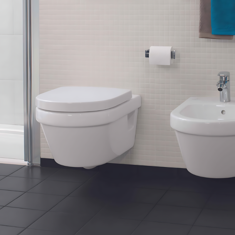 Pack WC sans bride VILLEROY ET BOCH Architectura avec abattant + bâti-support sol et mur Viconnect PRO + plaque chromée mat - 3