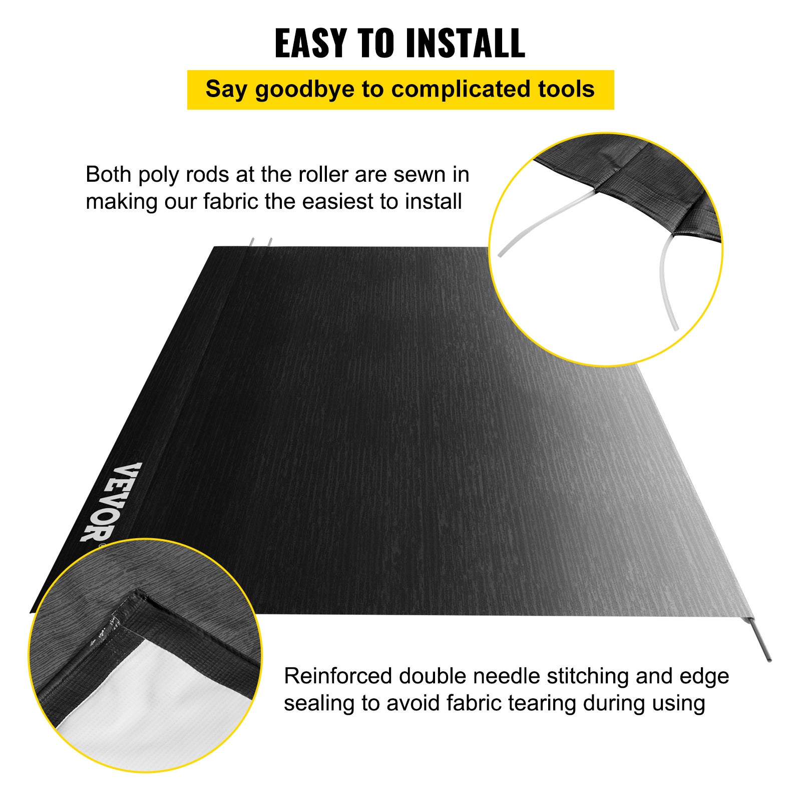 Toldo de caravana VEVOR 5,24 x 2,4 m,lona acampamento ao ar livre cor gradiente carvão,tecido substituição de vinil 425g para toldo de autocaravana - 5