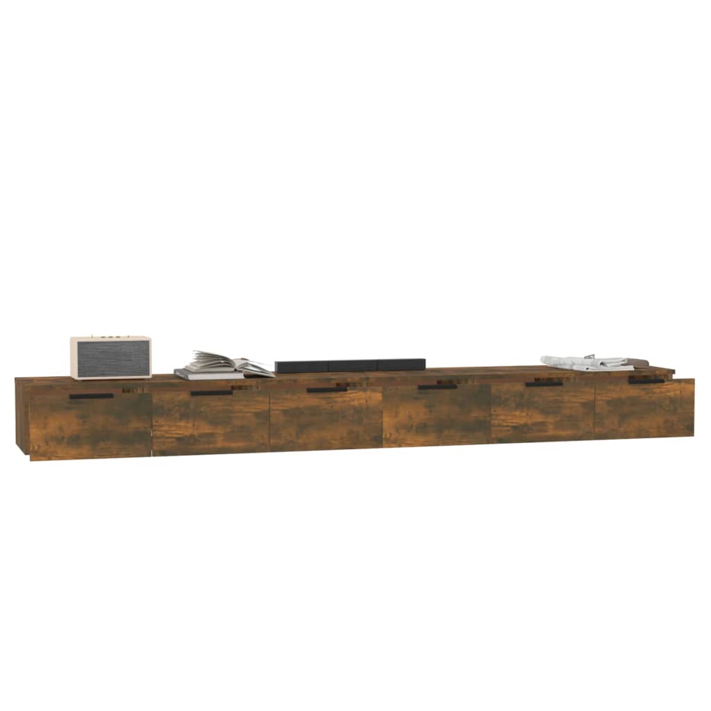 Maison Exclusive - Armarios de pared 2 uds contrachapada roble ahumado 102x30x20cm - 4