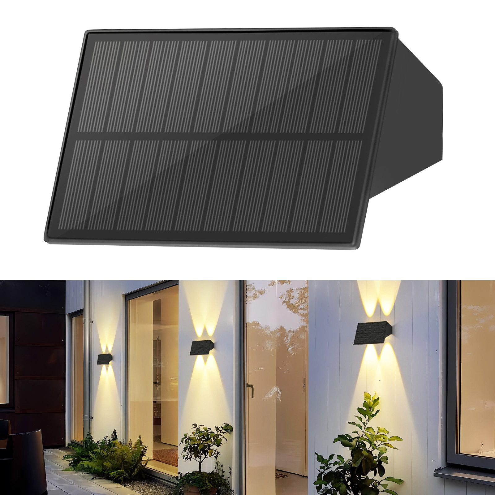 NETTLIFE Zewnętrzna lampa ścienna zasilana energią słoneczną - Wodoodporne zewnętrzne lampy ścienne lampy ścienne zasilane energią słoneczną