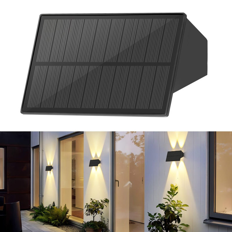 NETTLIFE Zewnętrzna lampa ścienna zasilana energią słoneczną - Wodoodporne zewnętrzne lampy ścienne lampy ścienne zasilane energią słoneczną