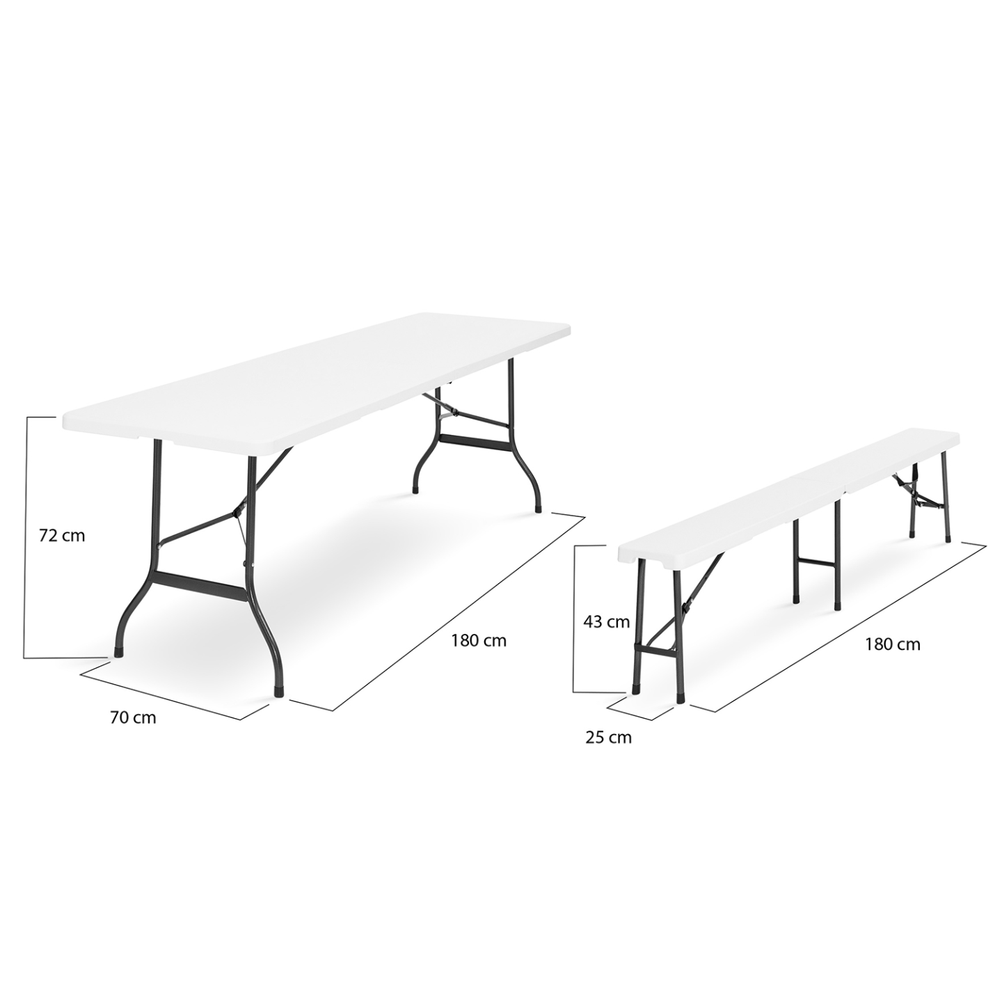 Table pliante d'appoint portable 180 CM et 2 bancs pliables pour camping ou réception - 4