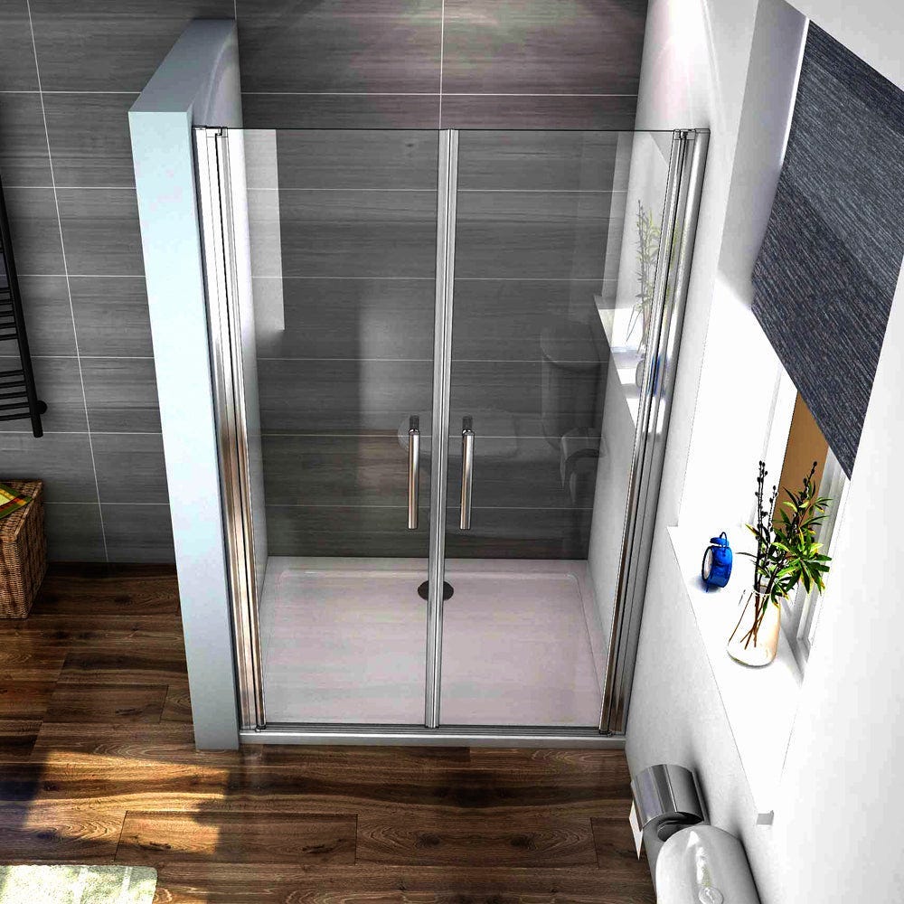 Box Doccia Porta Per Nicchia 140x195 Cm Doppie Ante Battenti Saloon In Vetro 6 Mm Temperato Trasparente Anticalcare 84284554