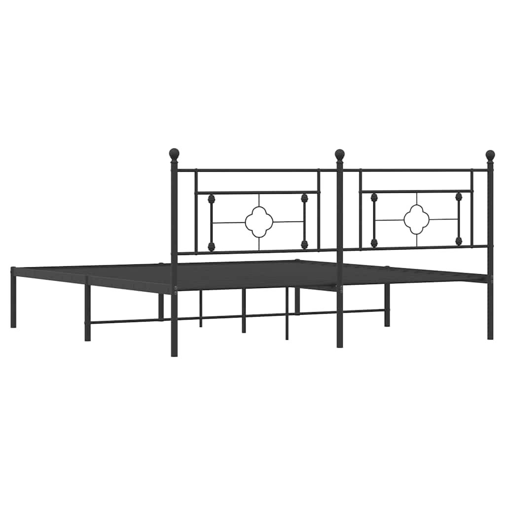 Estructura cama sin colchón con cabecero metal negro 183x213 cm vidaXL - 7