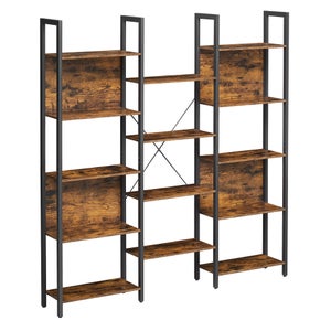 VASAGLE Scaffale Cucina Con Prese, Piano Alto 90 Cm, Ripiano Per Microonde, 8 Ganci, 40x80x170 Cm, Marrone E Nero, Robusto E Stabile