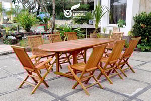 Salon de jardin 8 places en teck huilé LUBOK
