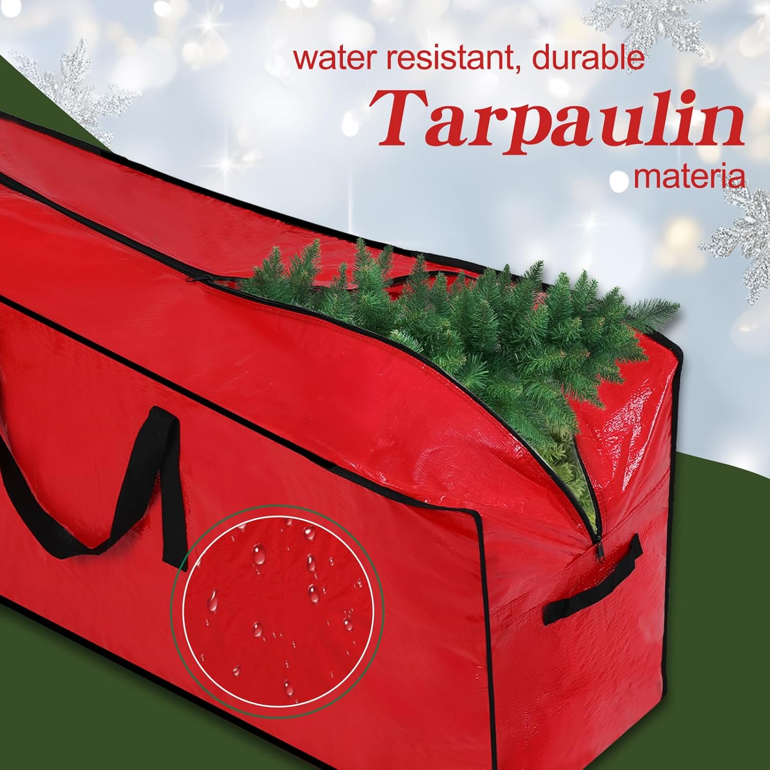 Sac de Rangement pour Sapin de Noël Démontable, Grand Conteneur de Stockage Renforcé 122x38x50cm , Housse de Protection pour Arbre Artificiel - 3