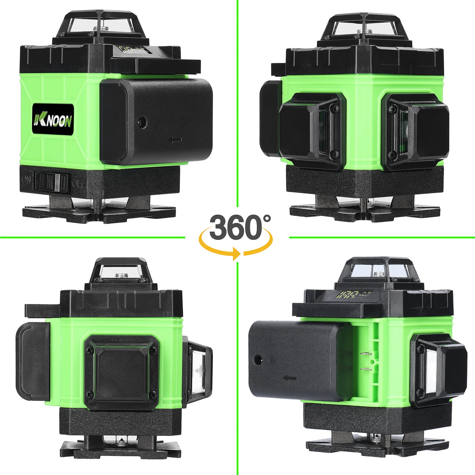 Nivel láser verde de 16 líneas, autonivelante 3° con batería de litio, soporte de pared y trípode ajustable de 1,2 m para trabajos en interiores - 9