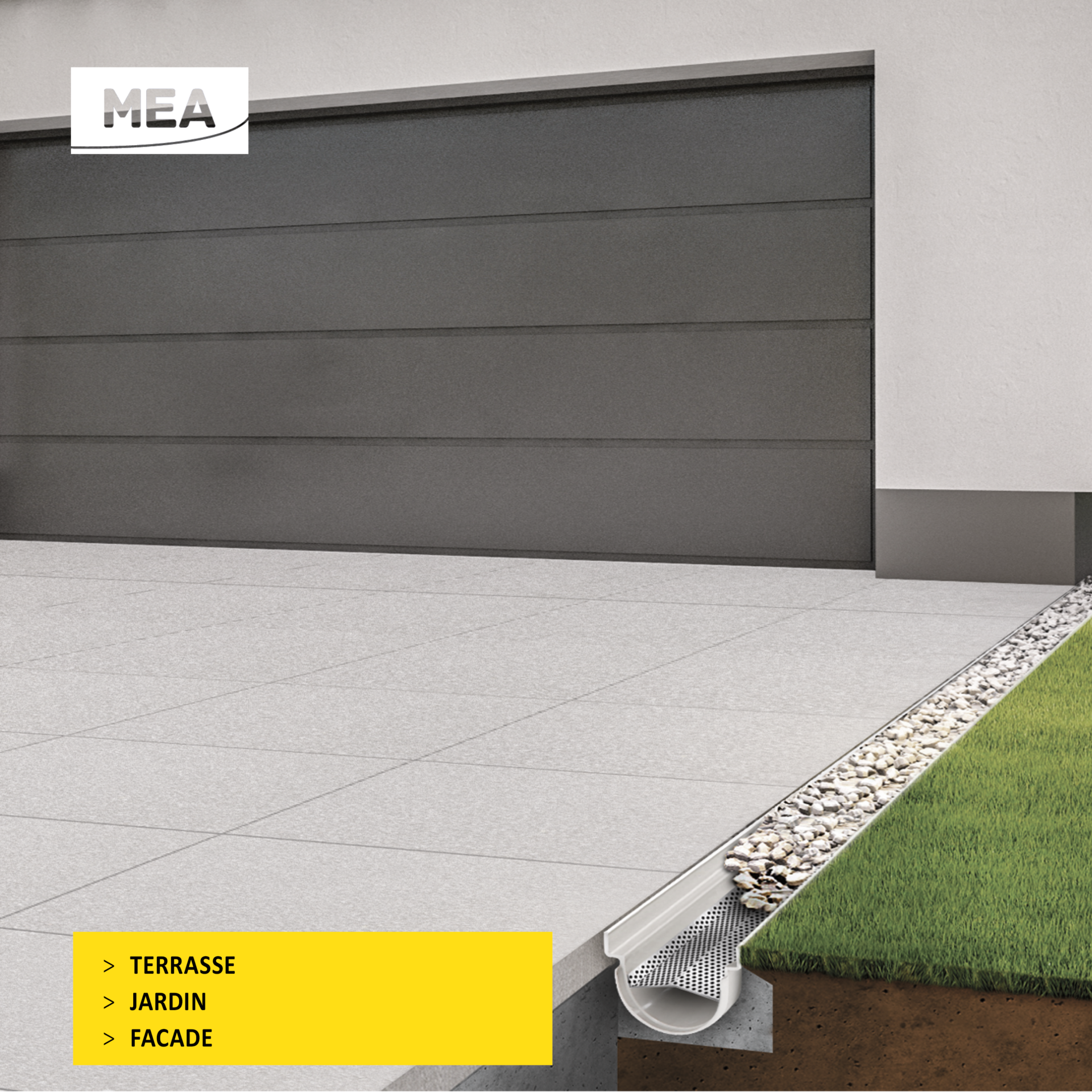 Système de drainage décoratif DECOSTONE en SMC avec tôle perforée en acier galvanisé Passage piéton - (12x1m) larg.utile 100mm - 4