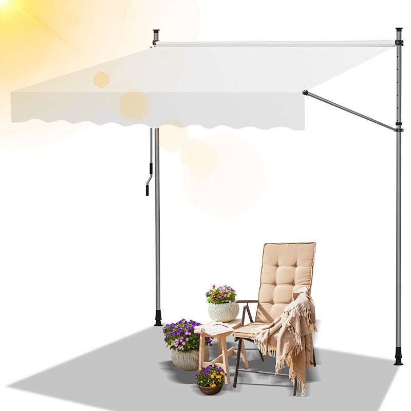 Toldo de balcón blanco lechoso, 300x120 cm, retráctil, protección uv, para terraza