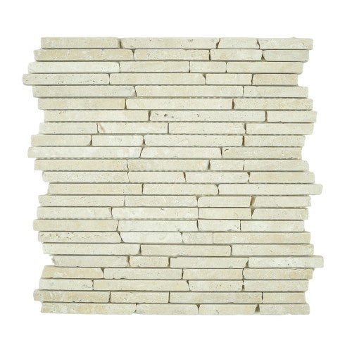 Albedo Pierre - Mosaïque en Travertin Blanc Ivoire Vieilli - Stripes