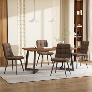 Tavolo Da Pranzo Con 4 Sedie | Set Sala Da Pranzo Moderno 110cm | Marmo Effetto E Sedie Grigie