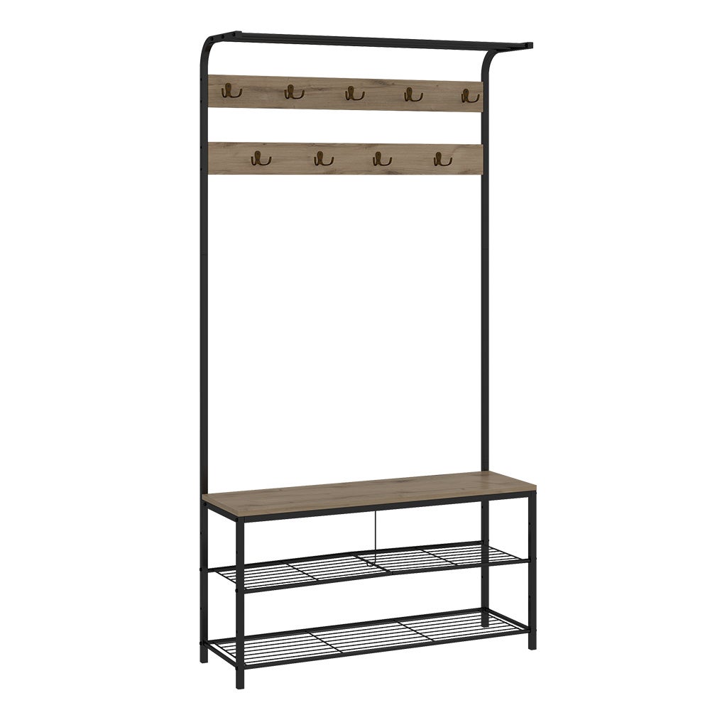 Vicco Appendiabiti Da Parete Fyrk – Design Rovere E Nero, 100x30 Cm Con 6 Ganci - 5