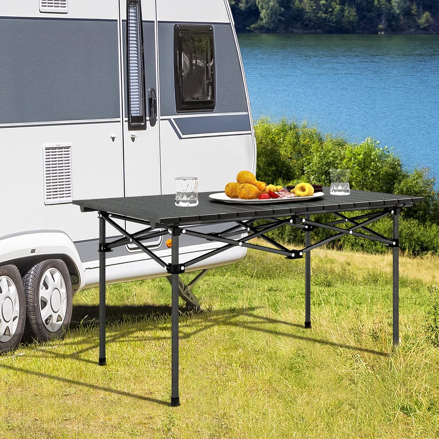 Tavolo Da Campeggio Pieghevole 60x40 Cm - Leggero, Regolabile, Con Piano In Metallo - Foto 9