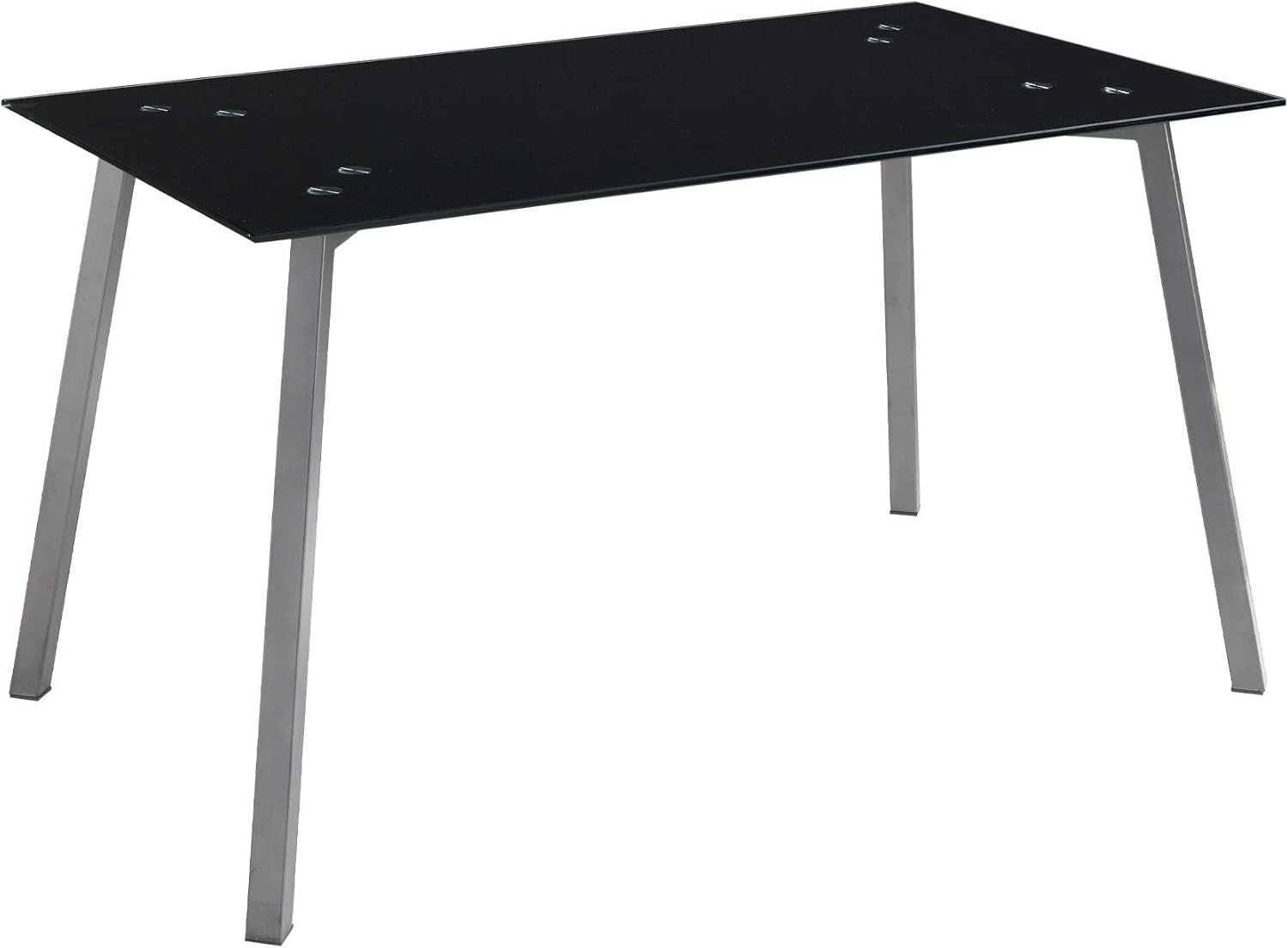 Mesa de cocina de cristal negro rectangular alma patas metal gris mate 140x80x74 cm