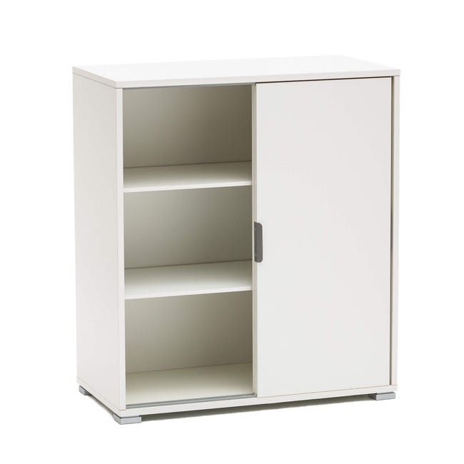 Mobiletto Multiuso Kitaly Mister - Bianco Lucido 200x80x34 Cm - 4 Ante Senza Maniglie E 10 Ripiani - Made In Italy - Foto 2