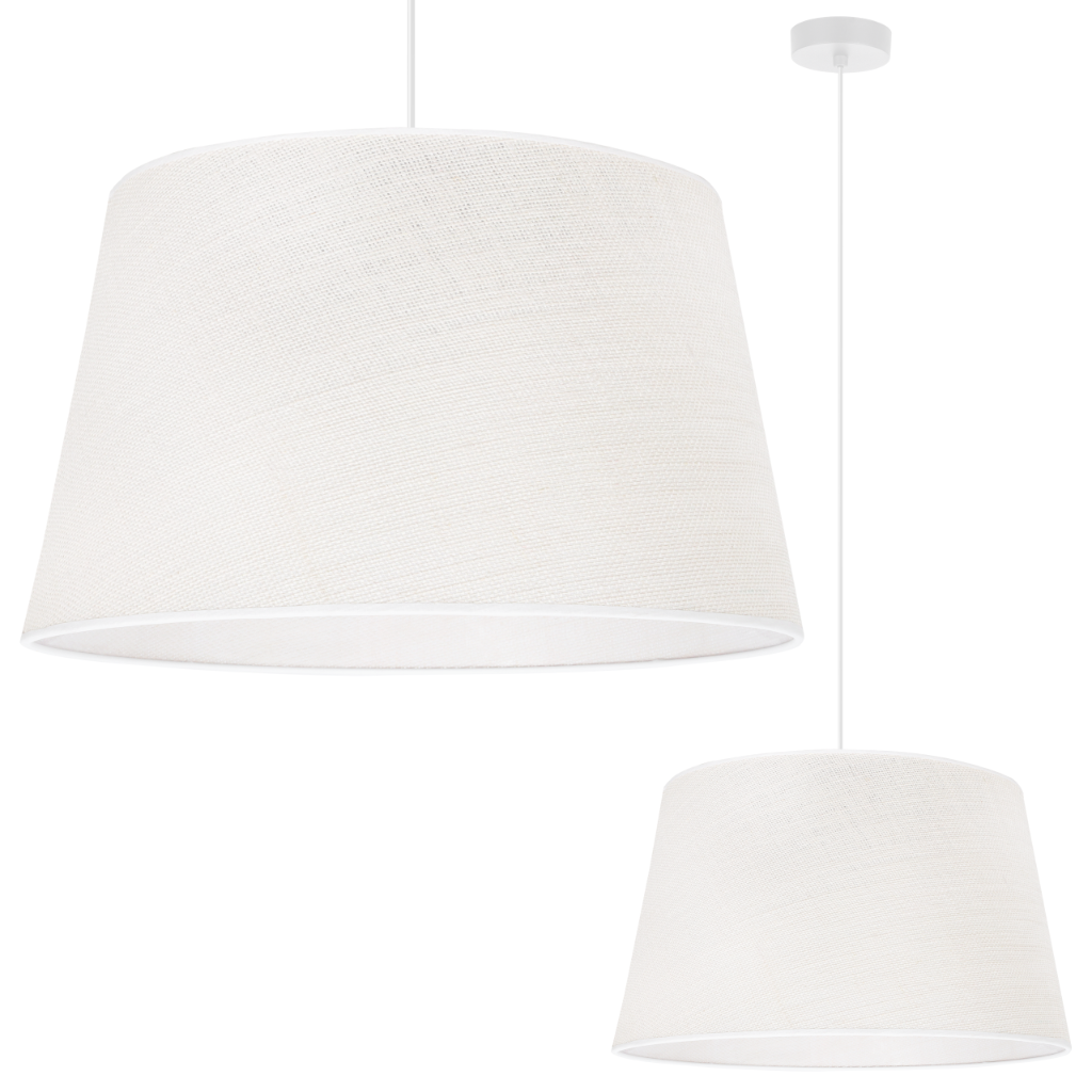 Lampa sufitowa wisząca Juta biała boho 1xE27 abażur okrągły stożek 44cm biały Light Home LH