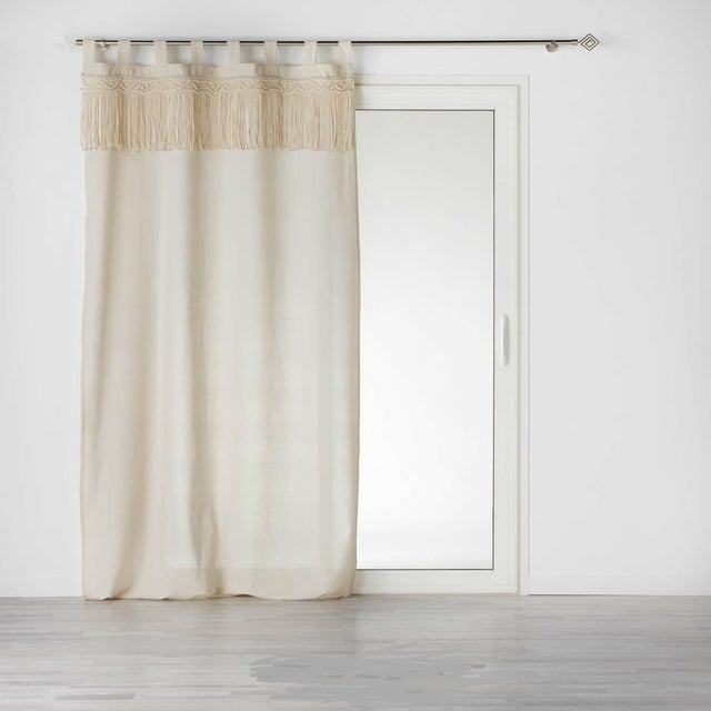 Rideau à Passants 140 x 240 cm en Polycoton Uni avec Top Macramé