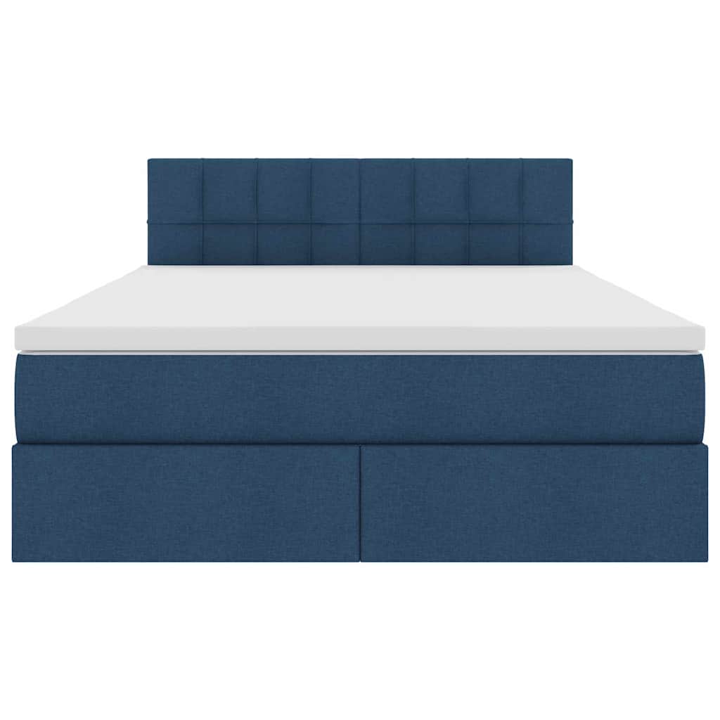 Lit avec rangement et matelas en velours bleu pour la chambre, 140 × 200 cm - 7