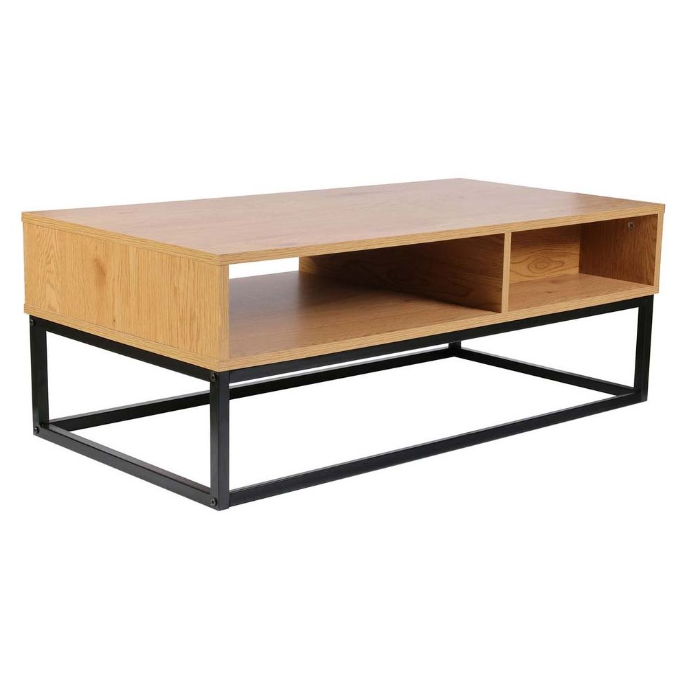 Table Basse - Home Deco Factory - Abbott - Bois Et Métal - Marron Et Noir - 9