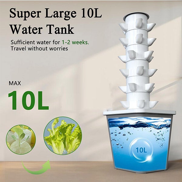 Torre a colonna idroponica, coltivazione senza suolo, 30 fori,kit per la germinazione delle piante, sistema idroponico verticale da 10 litri con timer - 6