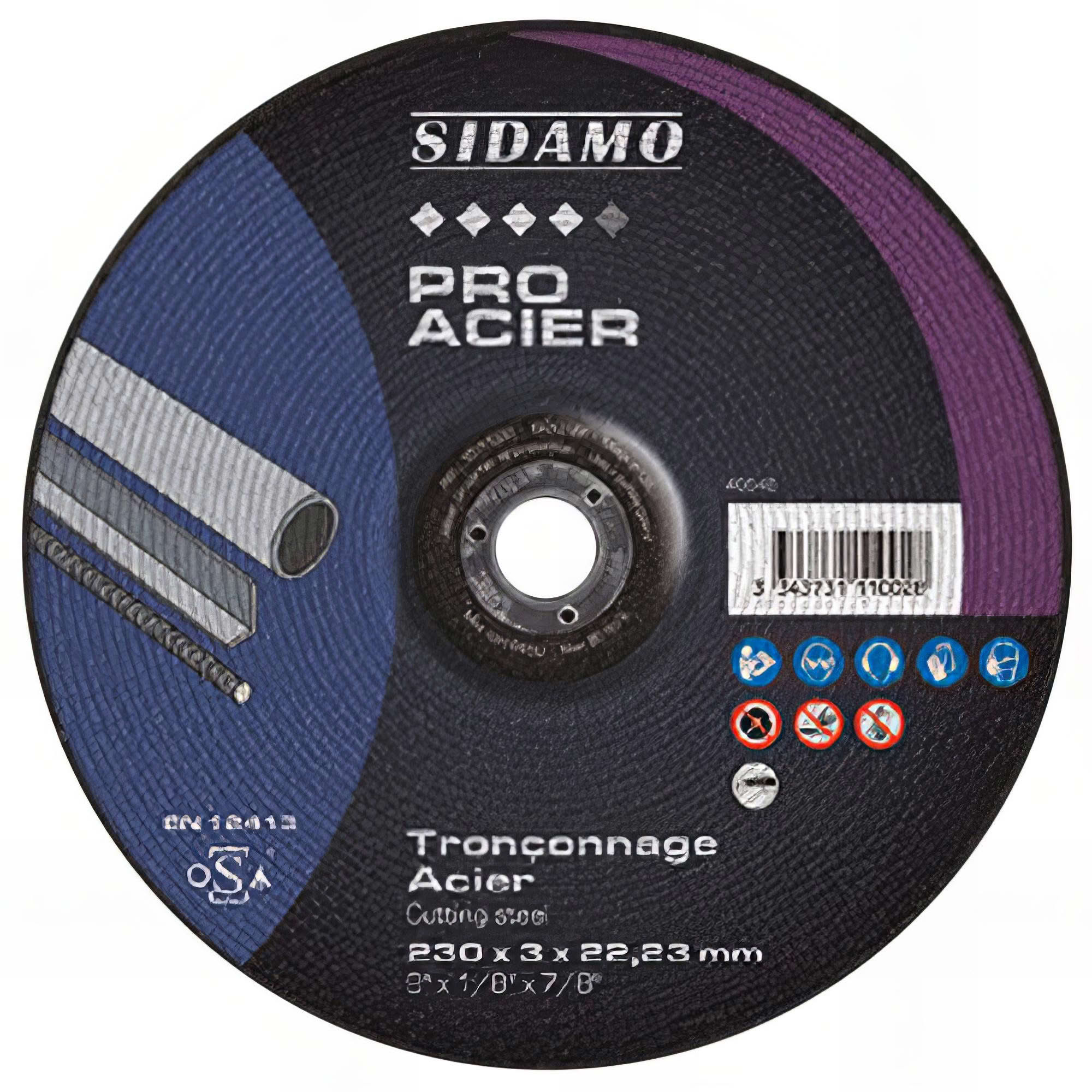 Lot De 5 + 1 Disques à Tronçonner PRO ACIER INOX - Diamètre 125 Mm - Alésage 22,23 Mm - Sidamo