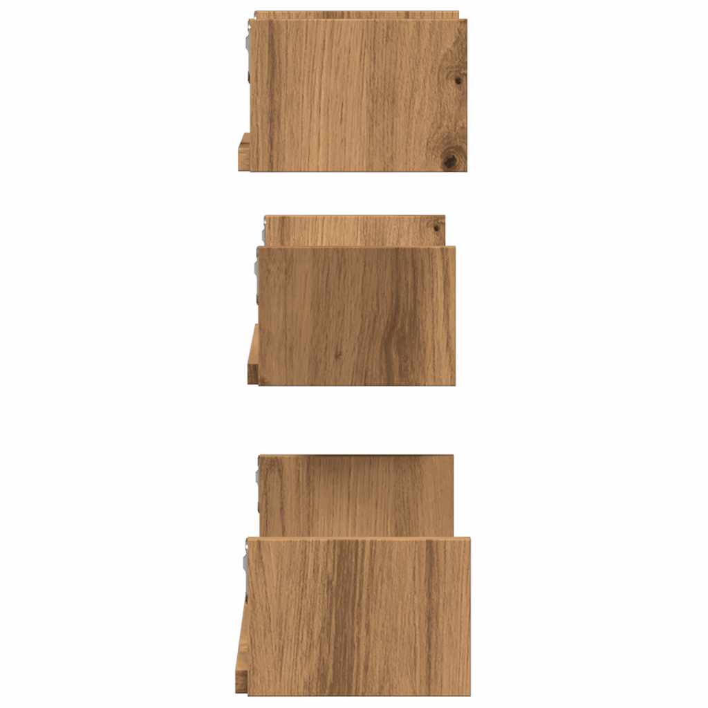 3 pcs Étagères murales | Étagère flottante | Étagère suspendue chêne artisanal bois d'ingénierie CFW859723 - 5