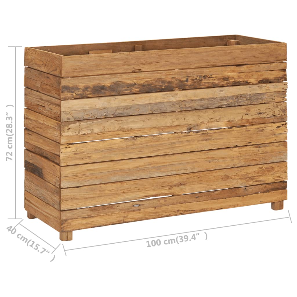 Fioriera rialzata piante fiori giardino 100 x 40 x 72 cm legno di teak riciclato e acciaio 02_0000897 - 7