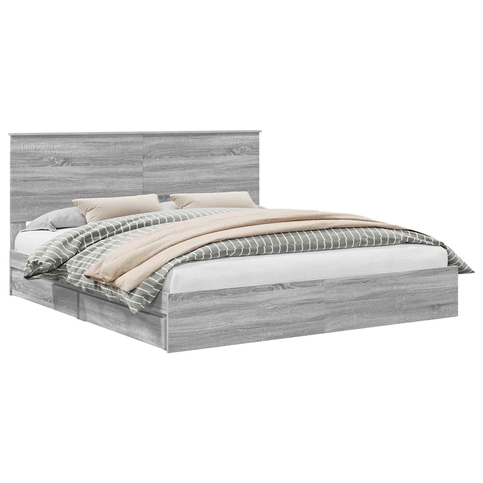 Lit de Rangement Gris 200 x 200 cm Bois d'ingénierie - 2