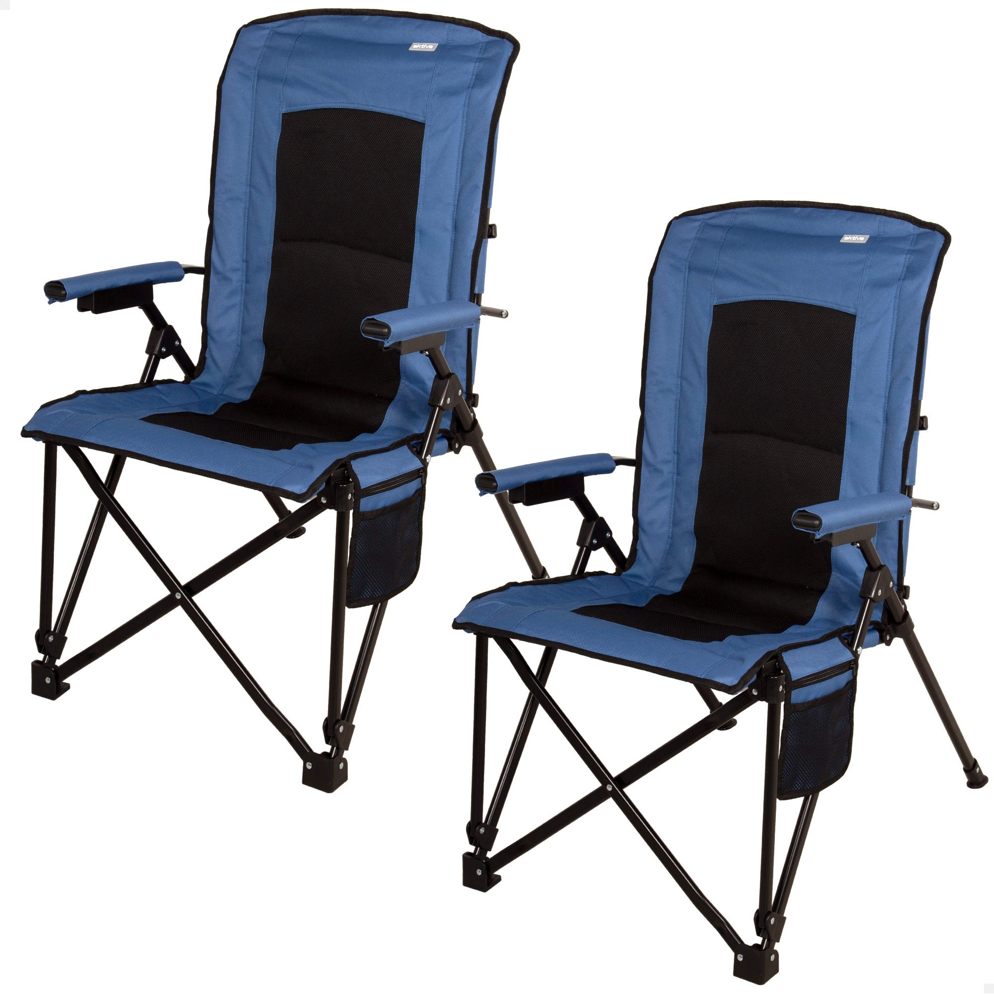 Aktive pack 2 sillas camping altas 54x80x103 cm con bolsillos