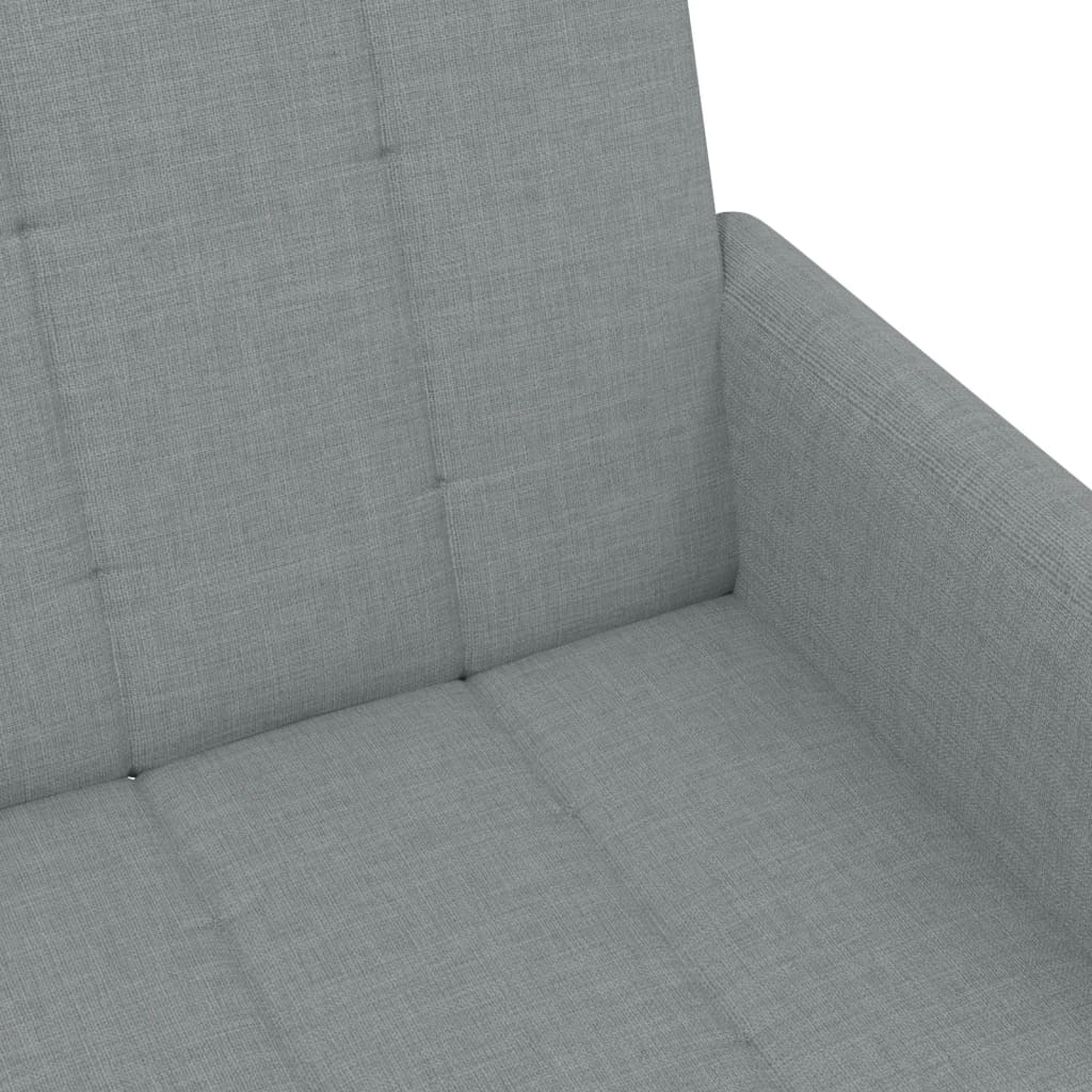 Divano Letto a 2 Posti con Poggiapiedi Grigio Chiaro in Tessuto vidaXL - 9