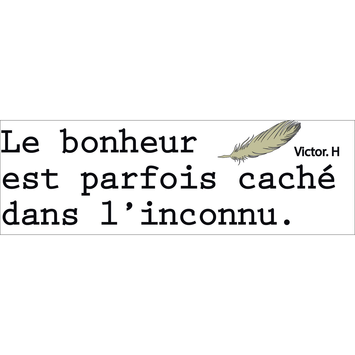 Sticker autocollant décoratif, citation de victor hugo sur le bonheur est parfois caché dans l'inconnu, 68 cm X 24 cm - 2